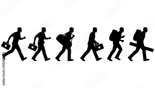 Paramedic Running Medical Aid Silhouette