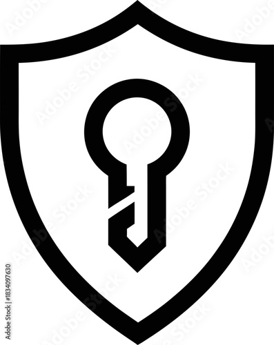 Shield with keyhole icon. Security, protection, and privacy concept. Vector symbol for website, app, interface design