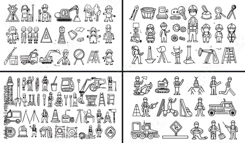 People doodle vector, occupation worker illustration, business character artwork, job role cartoon set, artist teacher doctor icons, hand drawn people design, lifestyle doodle clipart, cute work chara