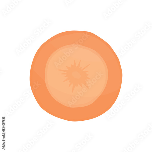 Carrot slice on a white background. Chopped vegetables. Vegetables for salads, soups, and dishes.