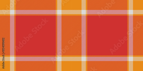 Purchase pattern texture vector, craft background textile seamless. Setting check plaid tartan fabric in red and orange colors.