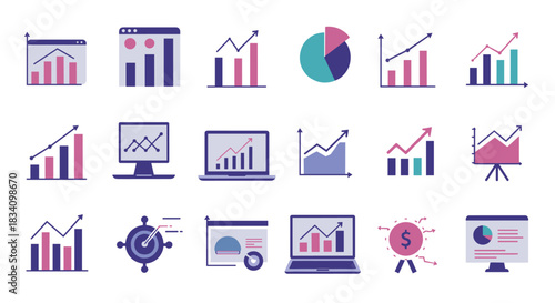 Modern trend graphs and charts collection for data analysis and presentation