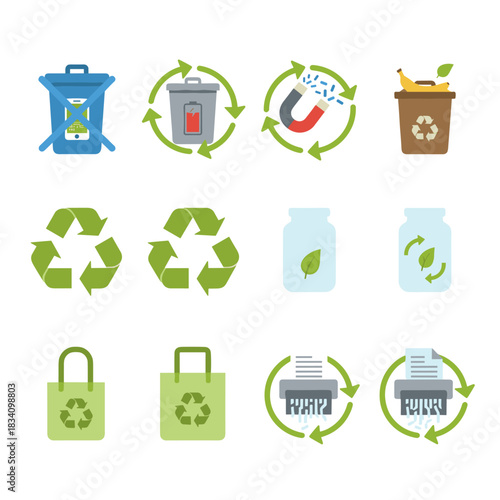 Recycling and waste management icons collection