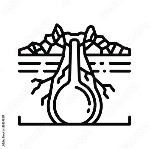 Geothermal Eruption System Outline Icon