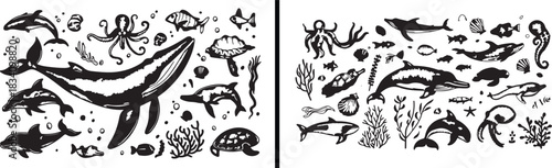 Sea animal vector, marine life illustration, ocean wildlife drawing, aquatic creature artwork, tropical fish design, water life wallpaper, coral reef vector, marine species artwork, hand drawn ocean a