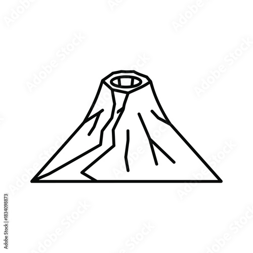 Volcano Mountain with Crater Outline Icon