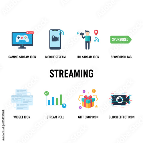 Streaming icons set