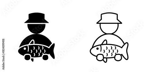 Fisherman set icon isolated on white background.