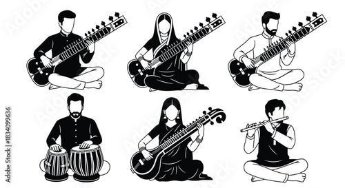 Musicians playing traditional Indian instruments, celebrating cultural heritage
