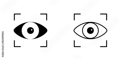 Eye scan set icon isolated on white background.