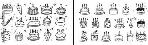 Birthday cake illustration, celebration food vector, festive party design, dessert and candle art, sweet bakery artwork, hand drawn cake icon, anniversary celebration illustration, icing cake vector, 