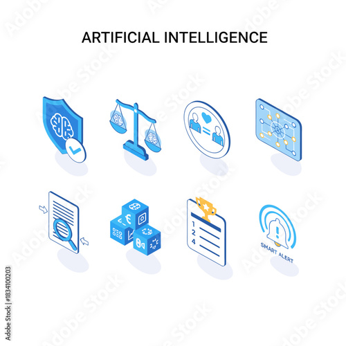 Artificial intelligence isometric icons set