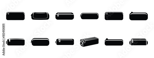 Foto pencil case vector icon set and silhouette art isolated on white background
