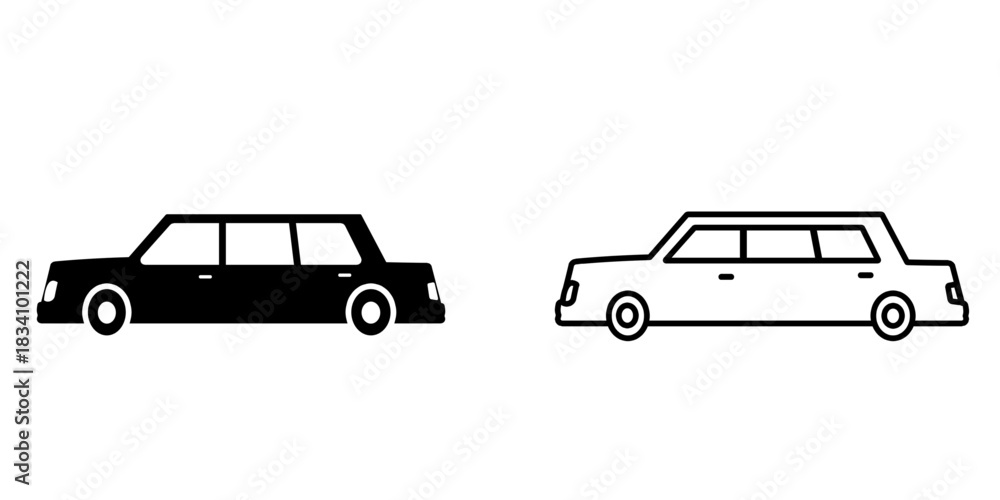 Fototapeta premium Limousine set icon isolated on white background.