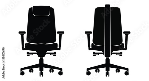 Modern office chair shown from front and back with clean white background