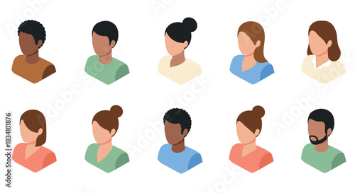 Diverse isometric avatars set for user profiles and social media