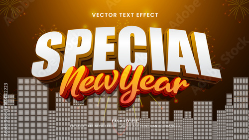 special new year editable text effect 3d vector
