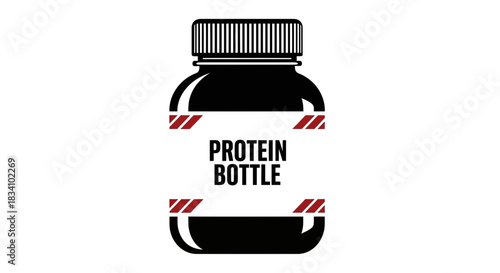 Sleek black protein bottle with a bold label, ready for fitness fuel and healthy living.