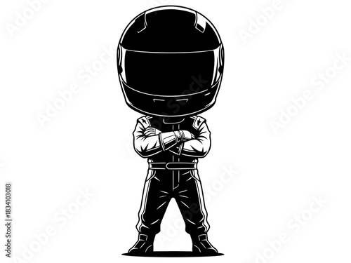 Cool Racer Mascot Illustration A Bold and Confident Racing Driver Design