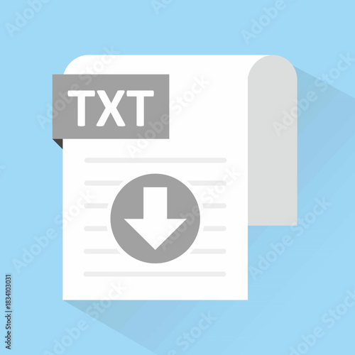 Text File Document Download Icon Flat Vector Illustration