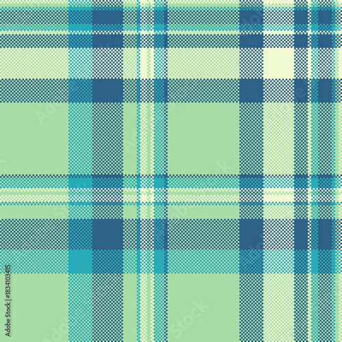 Stationary pattern plaid fabric, single check background texture. Covering seamless vector tartan textile in light and cyan colors.