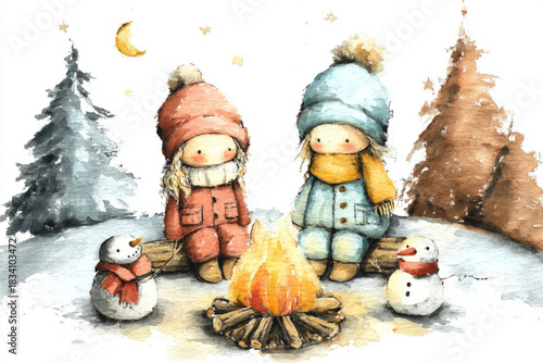 Christmas watercolor painti...
