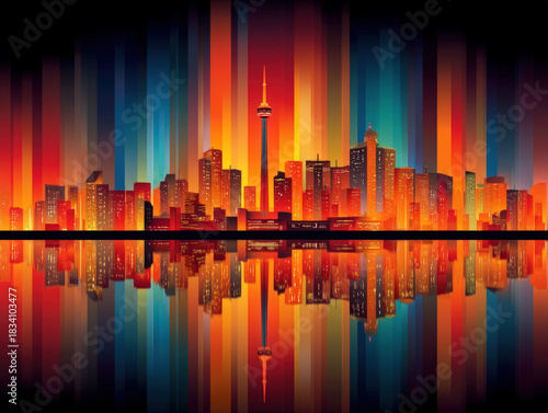 City skyline silhouette art