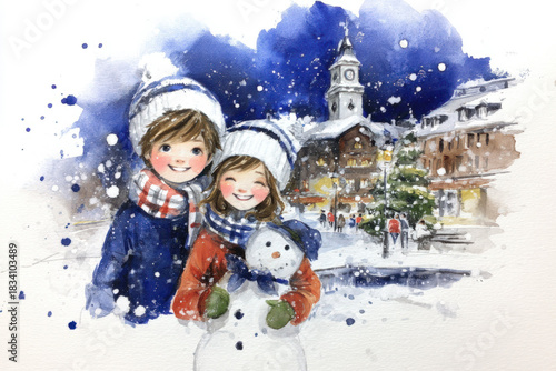 Christmas watercolor painti...