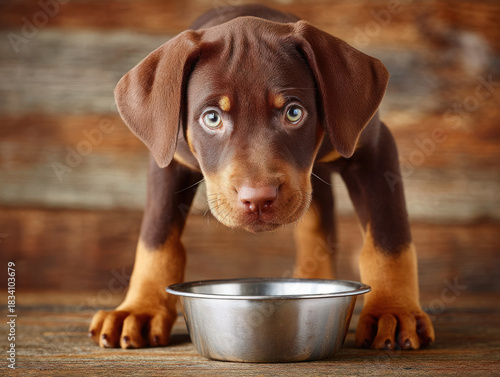 Dog drinking water from a bowl