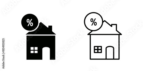 Mortgage rate set icon isolated on white background.