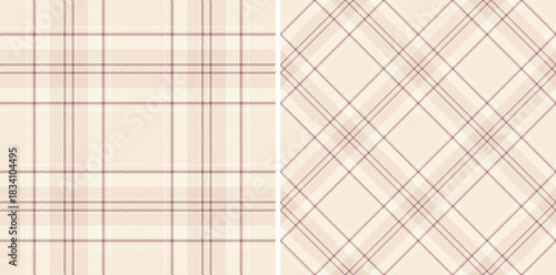 Background seamless texture of check textile vector with a tartan plaid fabric pattern. Set in pastel colors. Messy stripe art.