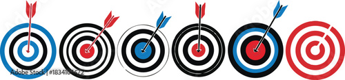 Assortment of Colorful Target Illustrations with Arrows for Business Concepts