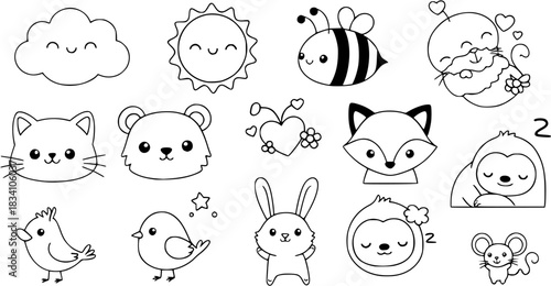 cute baby animal cartoon vector set