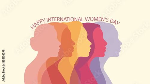 Diverse women silhouettes in profile celebrating international women s day with colorful abstract design