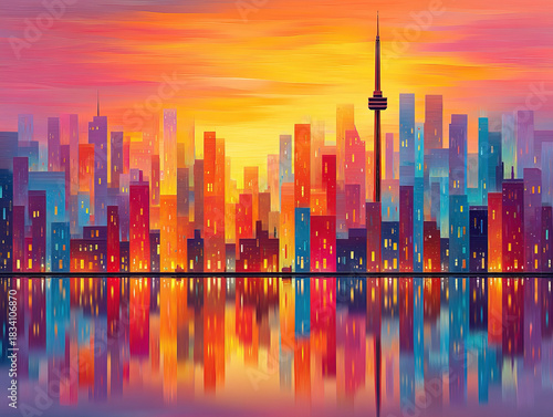 Toronto Canada skyline at dusk