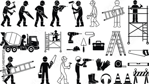 Detailed Silhouettes of Various Squid Poses and Shapes, featuring Tentacles and Fins, Ideal for Marine Life, Seafood, Oceanography, and Underwater Graphic Concepts.Detailed Silhouettes