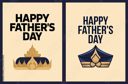 Thailand's Father's Day Greeting with Crown and Cap Symbols for Celebration
