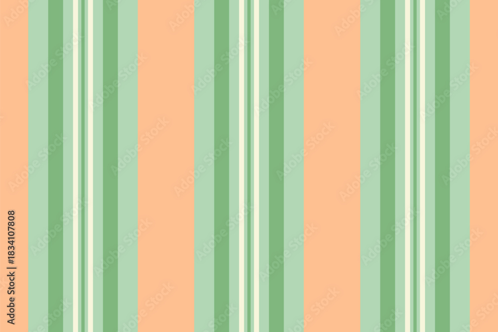 Obraz premium Clean vertical stripes in pale green and peach. Graphic pattern is well suited for backgrounds, textiles, or web design projects. Seamless repeat available.