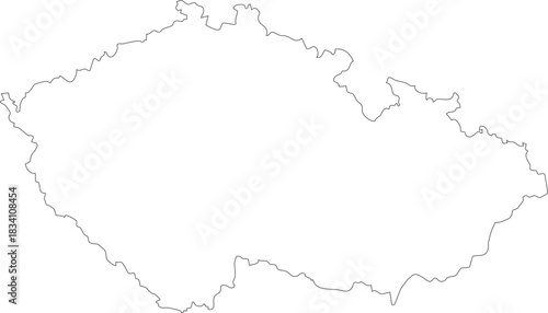 Czech Republic (Czechia) Map Isolated Outline Stroke Vector Map Editable.