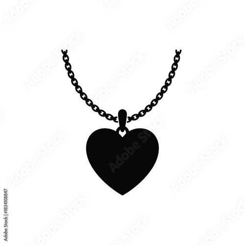 A simple black heart pendant necklace silhouette