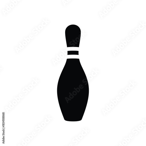 A simple black silhouette of a bowling pin