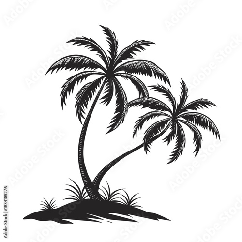  Twin Palm Trees Silhouette”