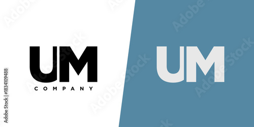 Letter U and M, UM logo design template. Minimal monogram initial based logotype.