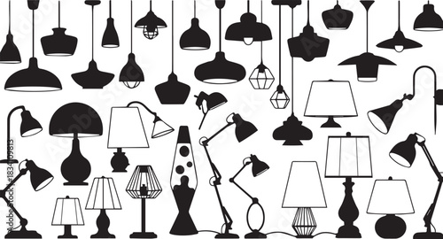 Diverse Lamp Collection Silhouette Set Home Interior Decor Lighting Design