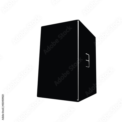 Black audio speaker cabinet silhouette on a white background