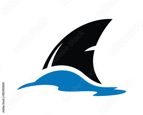 Shark fin icon vector illustration in modern flat style ideal for marine graphics