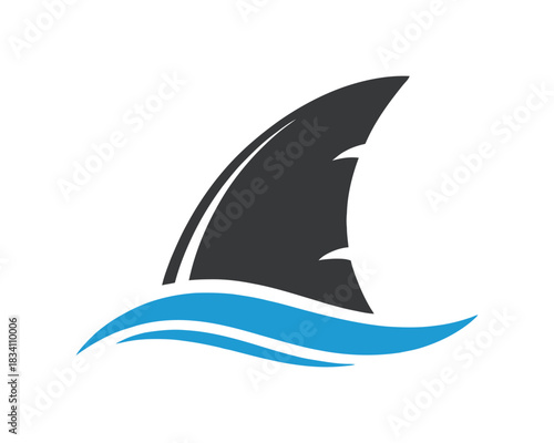 Shark fin icon vector illustration in modern flat style ideal for marine graphics