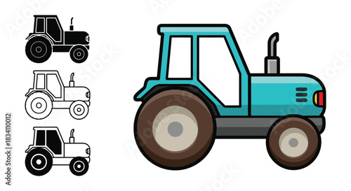 Tractor clipart vector illustration farm vehicle agriculture icon