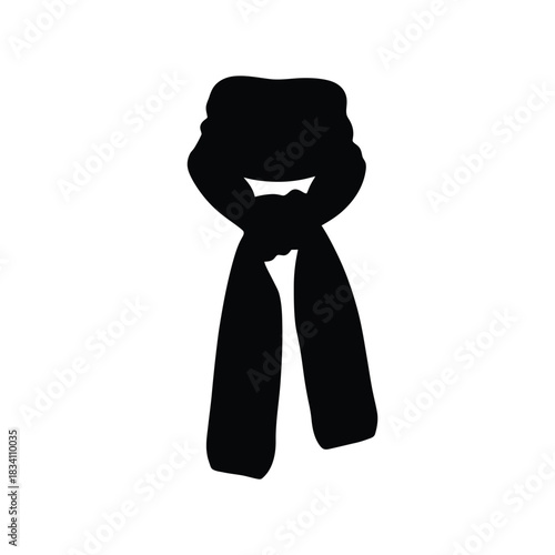 Black knitted scarf with tassels silhouette