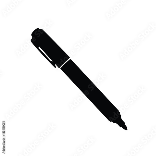 Black marker pen silhouette on a white background